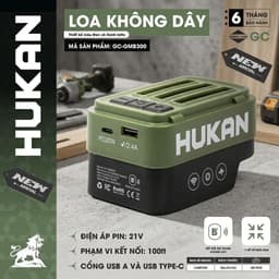 Loa Dùng Pin 21V Hukan GC-GMB300 Không Dây Bluetooth, Tích Hợp Cổng Sạc Nhanh Điện Thoại 1