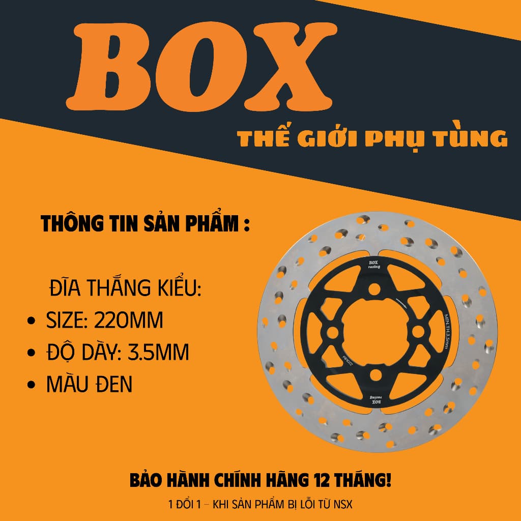 Đĩa Thắng Kiểu Ngôi Sao Box 4 lỗ - 6 lỗ Màu Ghi Size 220mm 3.5mm Inox 420 Phù Hợp Cho Nhiều Dòng Xe