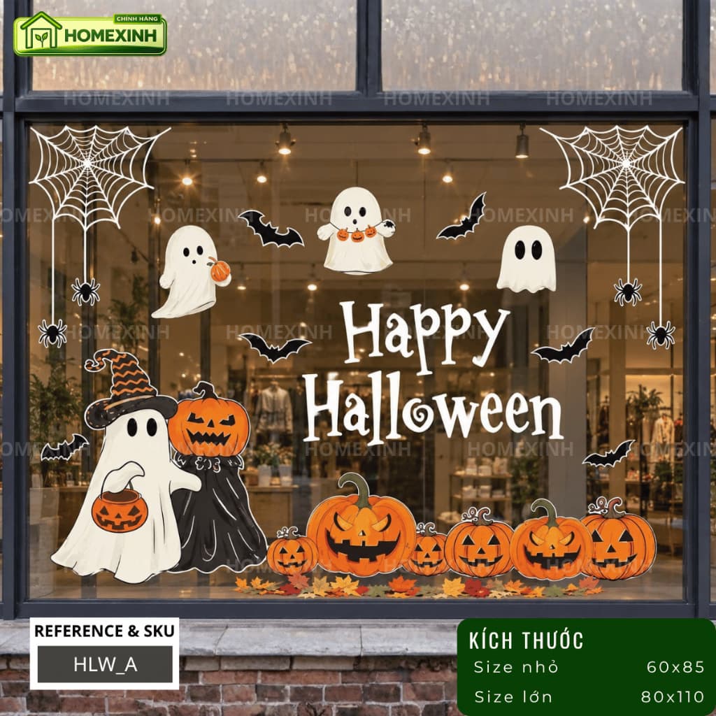[HỎA TỐC] Decal Dán Trang Trí Cửa Sổ Kính Lễ Hội Halloween - Tấm Decal Tĩnh Điện Dán Tường Trang Trí Cửa Hàng, Cửa Kính