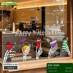 [HỎA TỐC] Decal Dán Trang Trí Cửa Sổ Kính Lễ Hội Halloween - Tấm Decal Tĩnh Điện Dán Tường Trang Trí Cửa Hàng, Cửa Kính 8