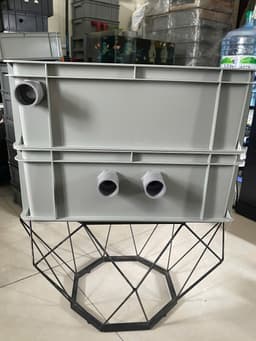 Bộ lọc baki | Màu Xám | Tràn trên cho hồ cá dưới 1500 lít | Kích Thước 46x27x16 | Ống in mặt trước phi 34 3