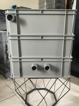 Bộ lọc baki | Màu Xám | Tràn trên cho hồ cá dưới 1500 lít | Kích Thước 46x27x16 | Ống in mặt trước phi 34 1