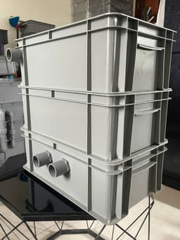 Bộ lọc baki | Màu Xám | Tràn trên cho hồ cá dưới 1500 lít | Kích Thước 46x27x16 | Ống in mặt trước phi 34 7