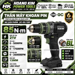 Máy khoan pin HUKAN GC-IDL1385, Không chổi than, 85 Nm, 1750 v/p, Đầu kẹp 13mm, Khoan tường, sắt, gỗ 1