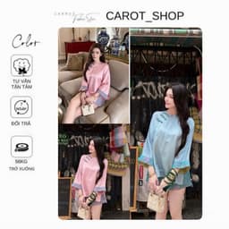 VN172 Set áo pháp phục lụa tráng gương mix chân váy ngắn tôn dáng phối cúc nơ sang chảnh by CarrotShop 1