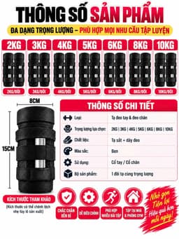 Tạ đeo chân , đeo tay 2-3-4-5-6-8-10kg có tại HC Sport  tạ chân phiên bản tối thượng cho chạy bộ thể thao 7