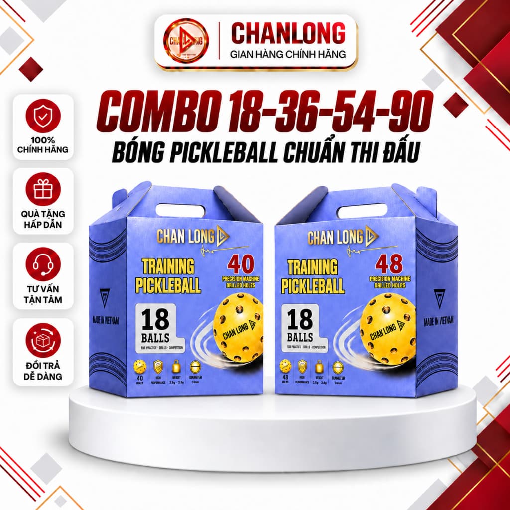 [Chính Hãng] Combo Bóng Pickleball ChanLong 18-36-54-90 Quả 40 & 48 Lỗ Nhựa Đúc Nguyên Khối