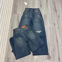 Quần Jeans Ống Suông Rách Gối AN TÂY Form Hàn Đẹp, Trendy, Vải Jean Mềm #8752 Màu Xanh 7
