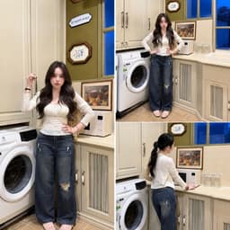 Quần Jeans Ống Suông Rách Gối AN TÂY Form Hàn Đẹp, Trendy, Vải Jean Mềm #8752 Màu Xanh 1