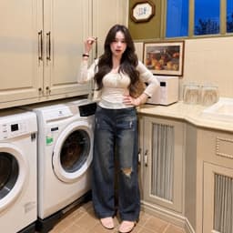 Quần Jeans Ống Suông Rách Gối AN TÂY Form Hàn Đẹp, Trendy, Vải Jean Mềm #8752 Màu Xanh 3