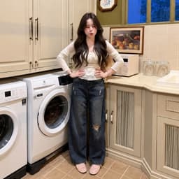 Quần Jeans Ống Suông Rách Gối AN TÂY Form Hàn Đẹp, Trendy, Vải Jean Mềm #8752 Màu Xanh 2