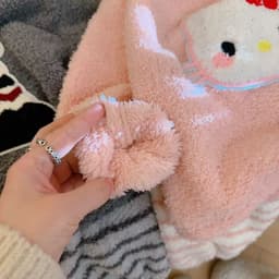 Bộ Đồ Lông Cừu Cho Bé Mặc Nhà Thu Đông Áo Thêu Hình Hoạt Hình Kèm Quần Kẻ Sọc Dày Dặn Dễ Thương 7