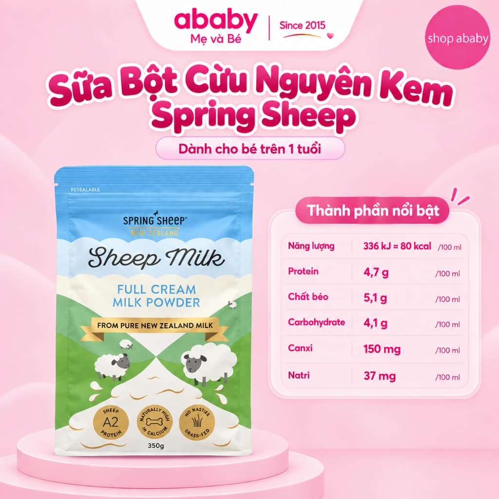 [Date 2/2028] Sữa bột cừu nguyên kem Full Cream Sheep Milk Powder 350g cho bé trên 1 tuổi