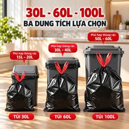 Cuộn 15 túi rác đen siêu to, siêu dai tiện dụng dung tích 30/60/100l 2
