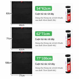 Cuộn 15 túi rác đen siêu to, siêu dai tiện dụng dung tích 30/60/100l 9
