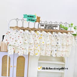 [LOẠI ĐẸP] Set 5 BỘ DÀI TAY THUN LẠNH PEPTIT NỀN KEM IN HỌA TIẾT CHO BÉ 3-13KG 2