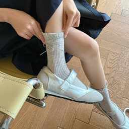 Tất Cổ Cao Nữ Viền Bèo Nhún Phối Nơ Kim Loại Đính Chuông Phong Cách Nhật Bản Ngọt Ngào TT3 8