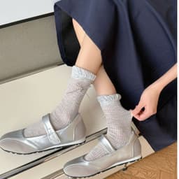 Tất Cổ Cao Nữ Viền Bèo Nhún Phối Nơ Kim Loại Đính Chuông Phong Cách Nhật Bản Ngọt Ngào TT3 7