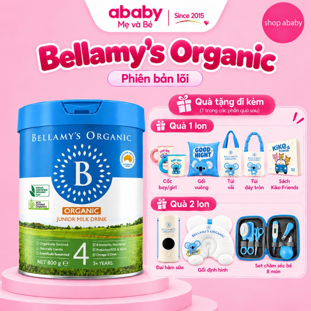 [Date 2028] Sữa Bellamy's Organic Classic Phiên Bản Lõi Úc 800g hỗ trợ bé PT toàn diện