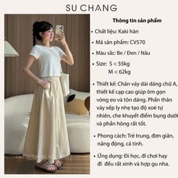 Chân Váy Kaki Dáng Dài Basic 2 Túi Bên CV570 Su Chang Thời Trang Nữ 2