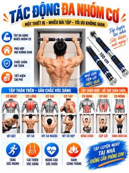 Xà đơn treo tường xà đơn tập tại nhà cao cấp  mút dài điều chỉnh độ dài từ 60 đến 150cm 2