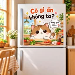 Decal Dán Tủ Lạnh Gấu Panda "Đóng Cửa Nhẹ Thôi!" Chống Thấm, Bền Đẹp, Trang Trí Nhà Bếp 3