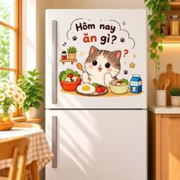 Decal Dán Tủ Lạnh Gấu Panda "Đóng Cửa Nhẹ Thôi!" Chống Thấm, Bền Đẹp, Trang Trí Nhà Bếp 6