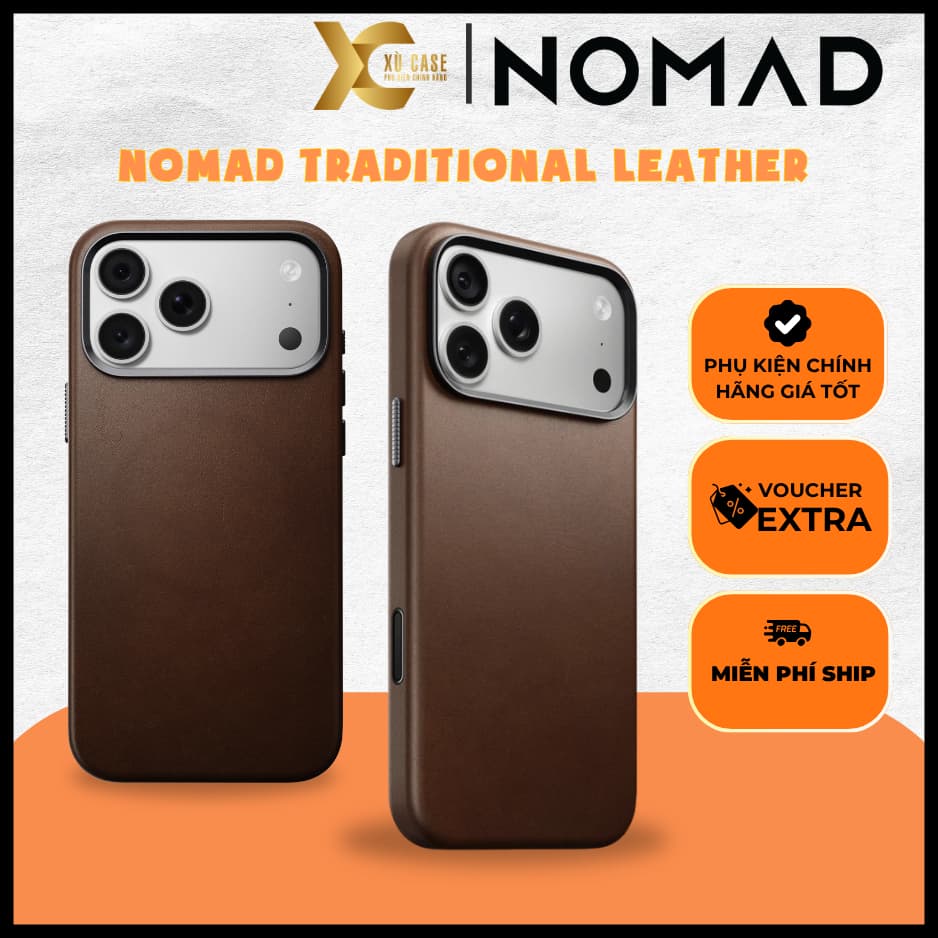 [Có iP18] Ốp Da Nomad Traditional Leather Da CAMINO Cao Cấp Chống Sốc Có Nút Control – Chính Hãng cho iP 18 | 17 Pro Max