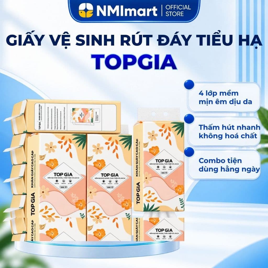 Khăn giấy cao cấp treo tường TopGia Tiểu Hạ 10 bịch, giấy vệ sinh 4 lớp an toàn, tiện dụng