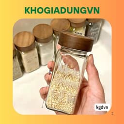 Hũ Đựng Gia Vị Thủy Tinh Nắp Gỗ Có Nắp Rắc Đa Năng – Lọ Đựng Muối Tiêu Đường Hạt Tiện Lợi Nhà Bếp - kgdvn 1