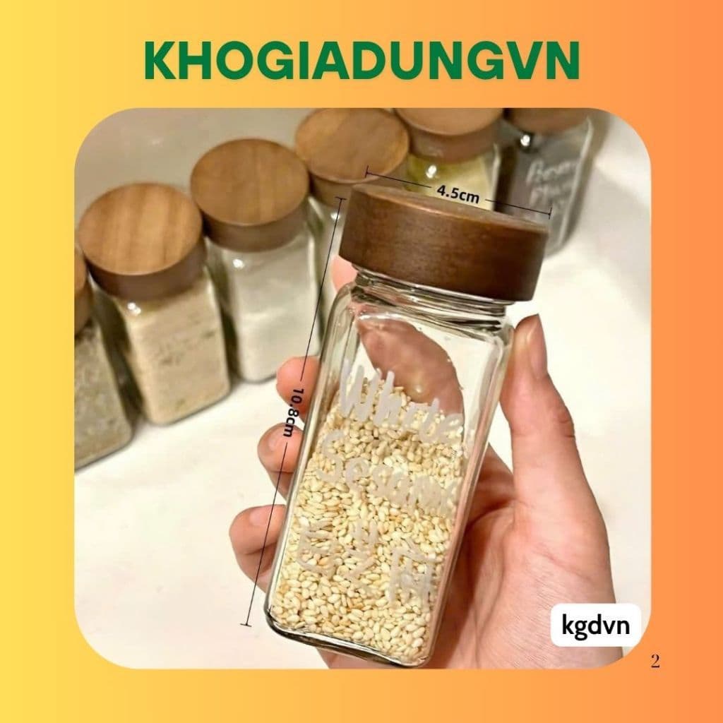 Hũ Đựng Gia Vị Thủy Tinh Nắp Gỗ Có Nắp Rắc Đa Năng – Lọ Đựng Muối Tiêu Đường Hạt Tiện Lợi Nhà Bếp - kgdvn