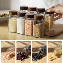 Hũ Đựng Gia Vị Thủy Tinh Nắp Gỗ Có Nắp Rắc Đa Năng – Lọ Đựng Muối Tiêu Đường Hạt Tiện Lợi Nhà Bếp - kgdvn 5