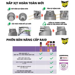Combo 6 Chai Xịt Côn Trùng RAID 520ml Chính Hãng – Diệt Muỗi, Kiến, Ruồi, Gián – 3 Mùi Hương 9