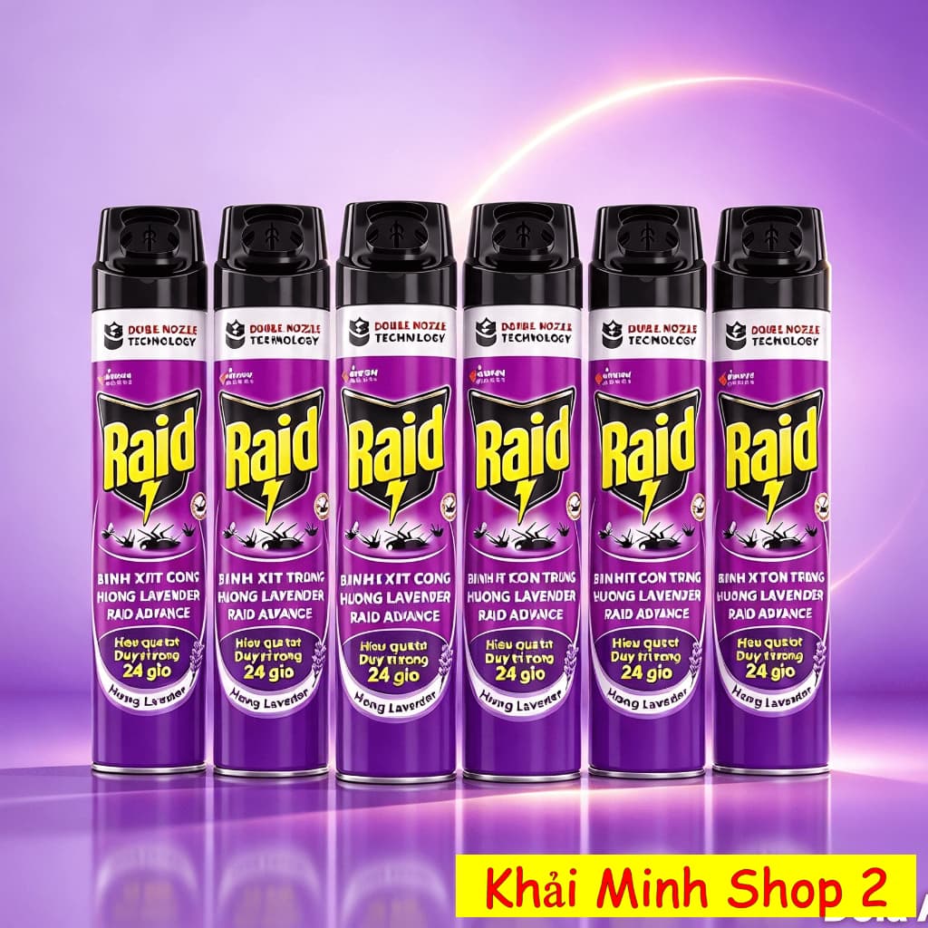 Combo 6 Chai Xịt Côn Trùng RAID 520ml Chính Hãng – Diệt Muỗi, Kiến, Ruồi, Gián – 3 Mùi Hương