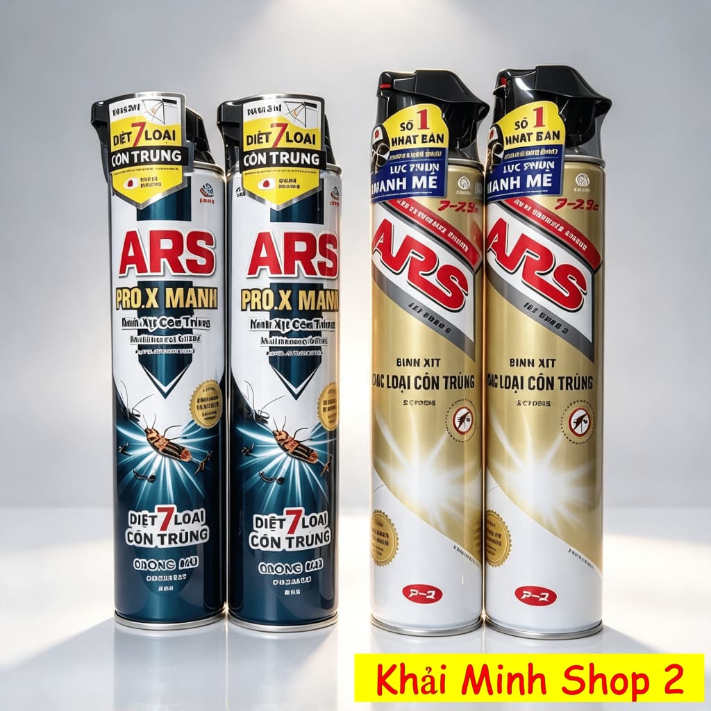 Thùng 24 Bình Xịt Côn Trùng ARS & ProX 500ml/600ml Không Mùi – Công Nghệ Nhật Bản