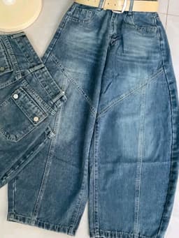 Quần Bò Nữ Baggy Ống Cong Túi Hộp Cạp Cao Jean Suông Rộng Style Hàn Quốc 5