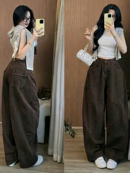 Quần Bò Nữ Baggy Ống Cong Túi Hộp Cạp Cao Jean Suông Rộng Style Hàn Quốc 6