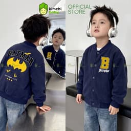[10-29kg] Áo Khoác Bomber Bé Trai KIMCHIBABY Cao Cấp Form Varsity Vải Nỉ Lông Cáo Dày Mịn Ấm Họa Tiết Siêu Anh Hùng 6