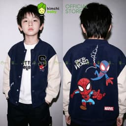 [10-29kg] Áo Khoác Bomber Bé Trai KIMCHIBABY Cao Cấp Form Varsity Vải Nỉ Lông Cáo Dày Mịn Ấm Họa Tiết Siêu Anh Hùng 3