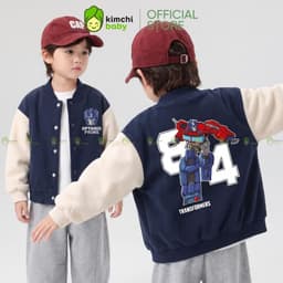 [10-29kg] Áo Khoác Bomber Bé Trai KIMCHIBABY Cao Cấp Form Varsity Vải Nỉ Lông Cáo Dày Mịn Ấm Họa Tiết Siêu Anh Hùng 4