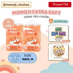 Combo 2 Bịch Tã Bỉm Dán Momoji Extra Soft NB/S/M/L/XL/XXL/XXXL Mềm Mại, Siêu Mỏng, Siêu Thấm Hút, An Toàn Cho Bé 1