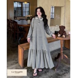 <Đầm bầu Quynhanhhouse> (QC) Váy kẻ đuôi cá sỉ freesize 4