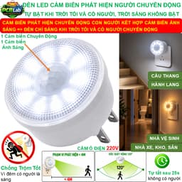 Đèn cảm biến tự động sáng đèn phát hiện chuyển động con người tự bật tắt lắp cầu thang, nhà vệ sinh, lối đi lại LED 3W 1