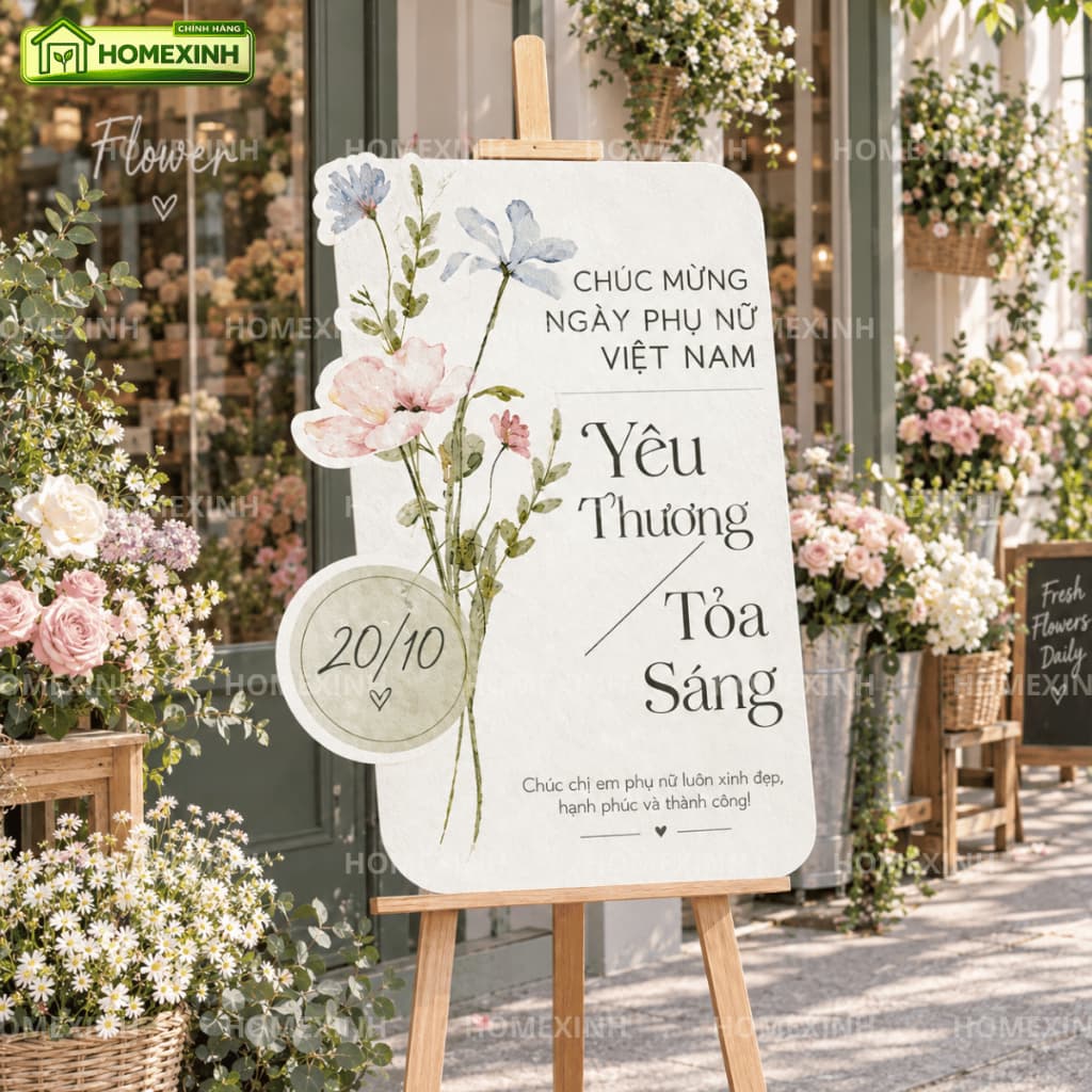 [HỎA TỐC] Bảng Checkin Ngày Phụ Nữ Việt Nam 20/10 - Bảng Decor Chào Mừng Trang Trí Cửa Tiệm, Sự Kiện, Lớp Học