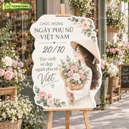 [HỎA TỐC] Bảng Checkin Ngày Phụ Nữ Việt Nam 20/10 - Bảng Decor Chào Mừng Trang Trí Cửa Tiệm, Sự Kiện, Lớp Học 3