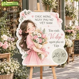 [HỎA TỐC] Bảng Checkin Ngày Phụ Nữ Việt Nam 20/10 - Bảng Decor Chào Mừng Trang Trí Cửa Tiệm, Sự Kiện, Lớp Học 4