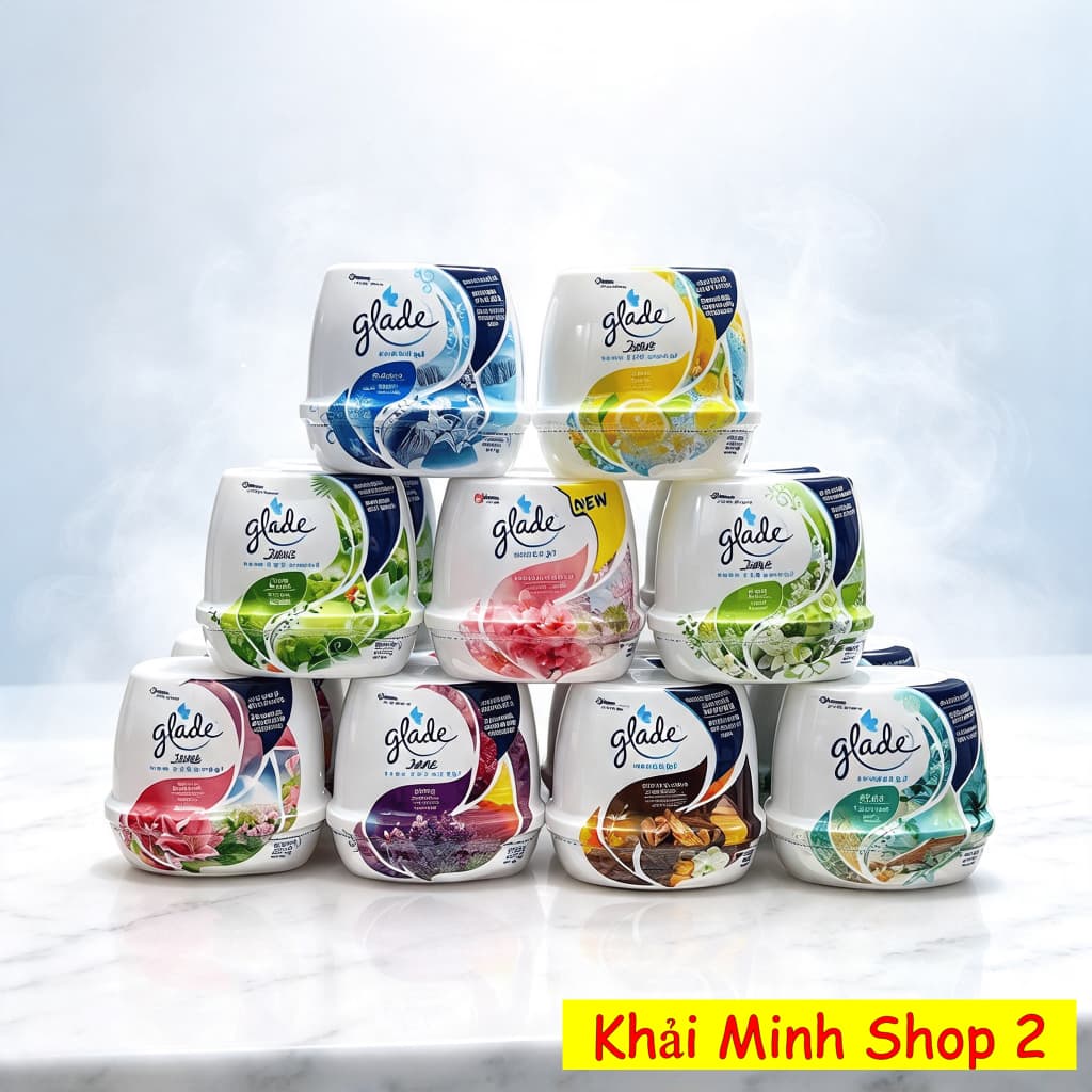 Bộ 2 Hũ Sáp Thơm GLADE 180g – Khử Mùi, Làm Thơm Không Gian – 4 Mùi Hương