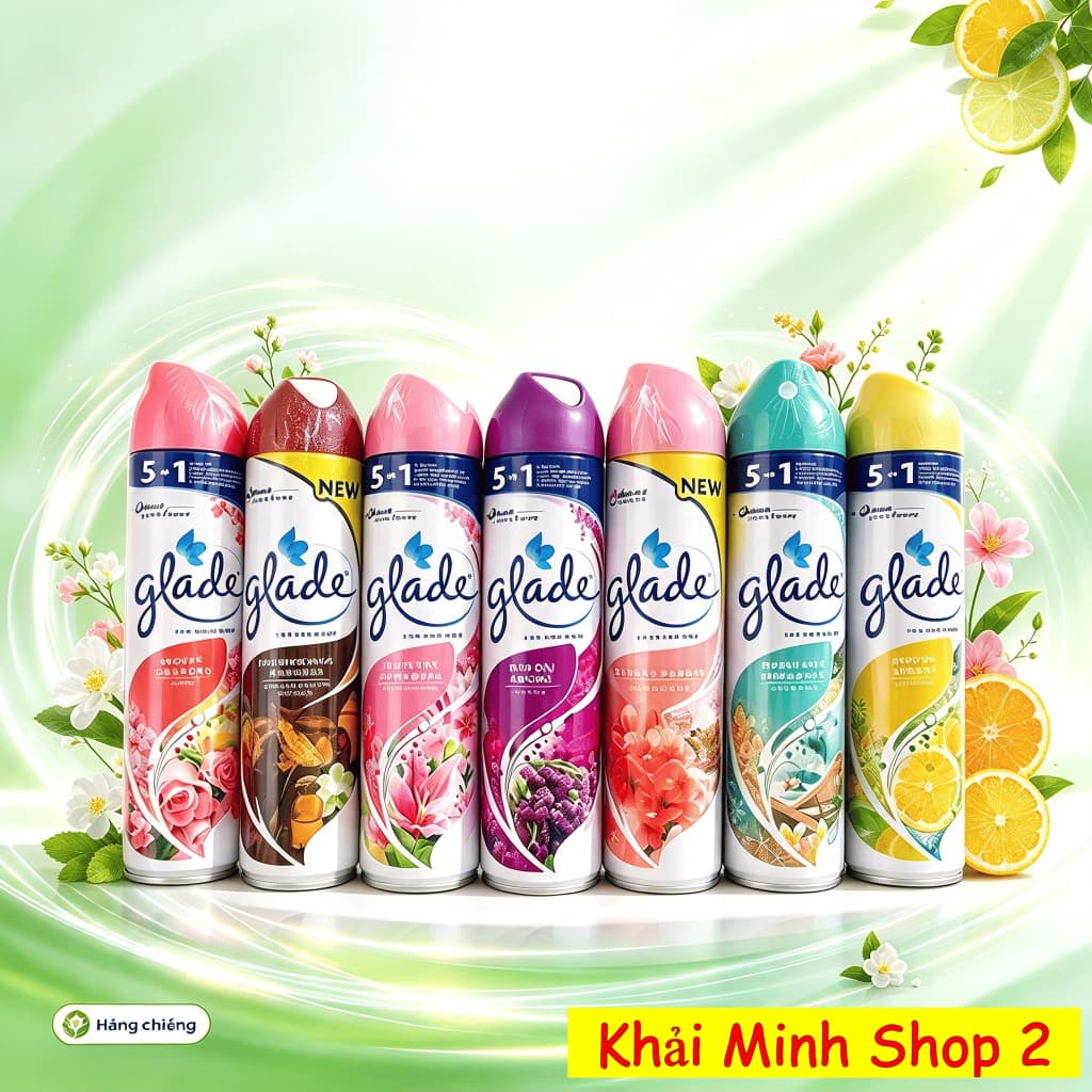 Combo 2 Chai Xịt Thơm Phòng GLADE 280ml – Khử Mùi, Làm Thơm Không Gian – 7 Mùi Hương