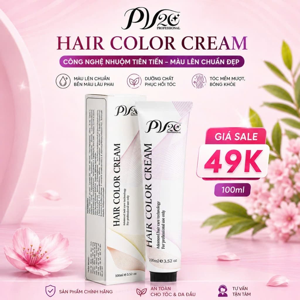 VP20 Color Cream – Kem Nhuộm Tóc Dưỡng Mượt, Tặng Oxy