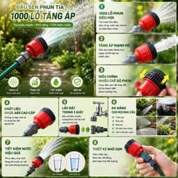 [COMBO 3] Đầu vòi 1000 Lỗ Tăng Áp Phun Tia Siêu Mịn, Tia Nước Mạnh, Tiết Kiệm Nước Ren 21/ 27 5